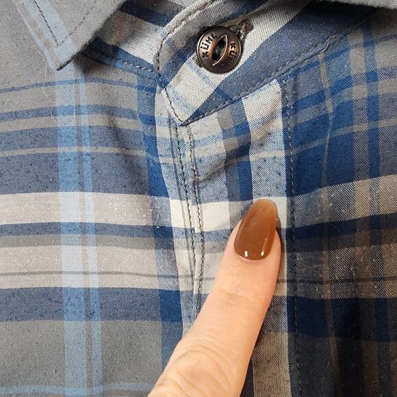 Kuhl Blue and Gray Plaid Short Sleeve Button Up Collared Shirt | Men's Small - Picture 4 of 13